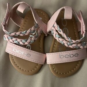 Bebe Kids Sandals in Pink with Silver Braids